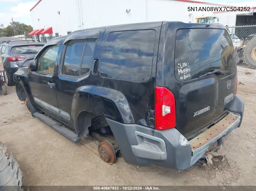 2007 Nissan Xterra S VIN: 5N1AN08WX7C504252 Lot: 40667933