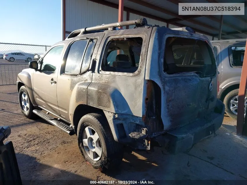 2007 Nissan Xterra S VIN: 5N1AN08U37C518394 Lot: 40682157