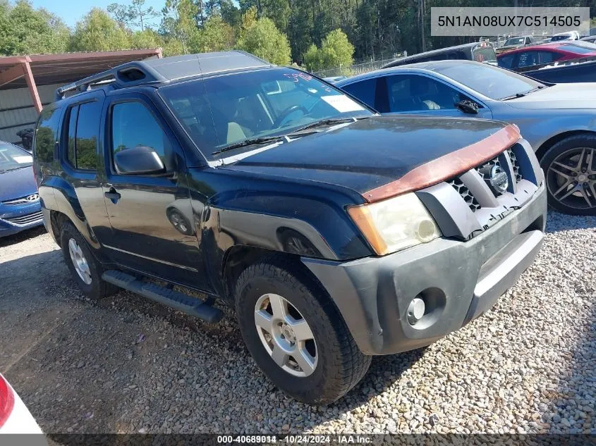 2007 Nissan Xterra S VIN: 5N1AN08UX7C514505 Lot: 40689014