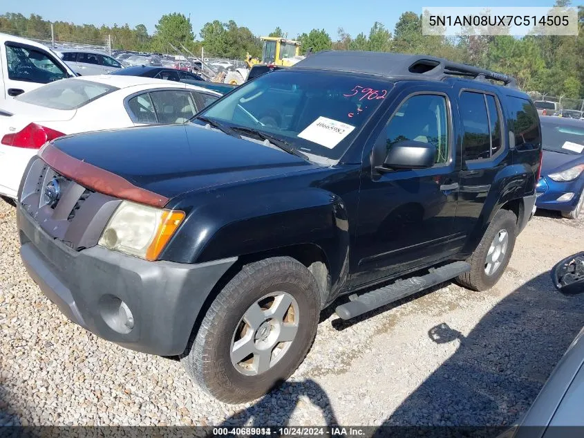 2007 Nissan Xterra S VIN: 5N1AN08UX7C514505 Lot: 40689014