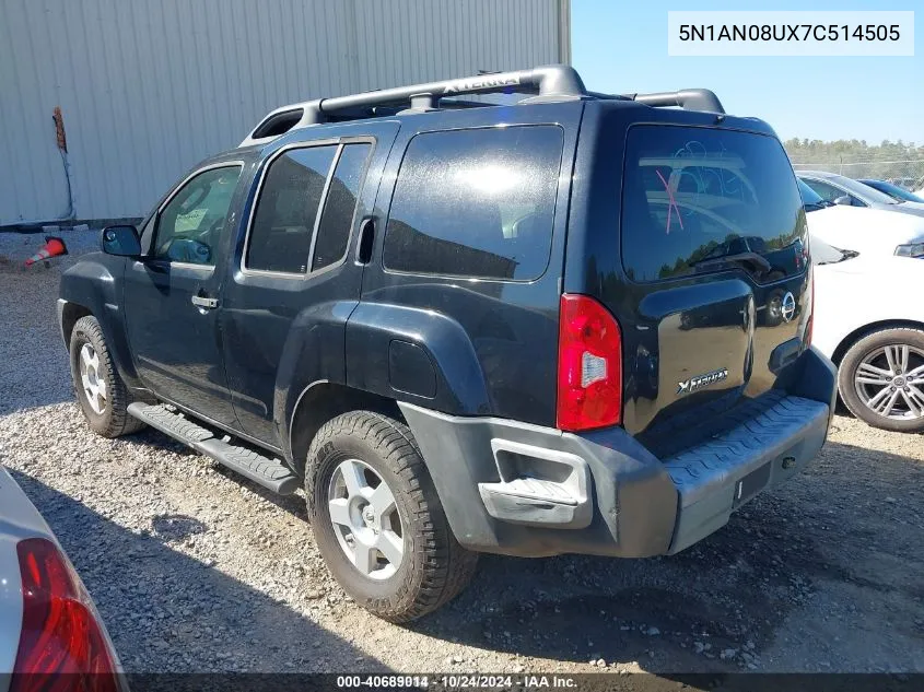 2007 Nissan Xterra S VIN: 5N1AN08UX7C514505 Lot: 40689014