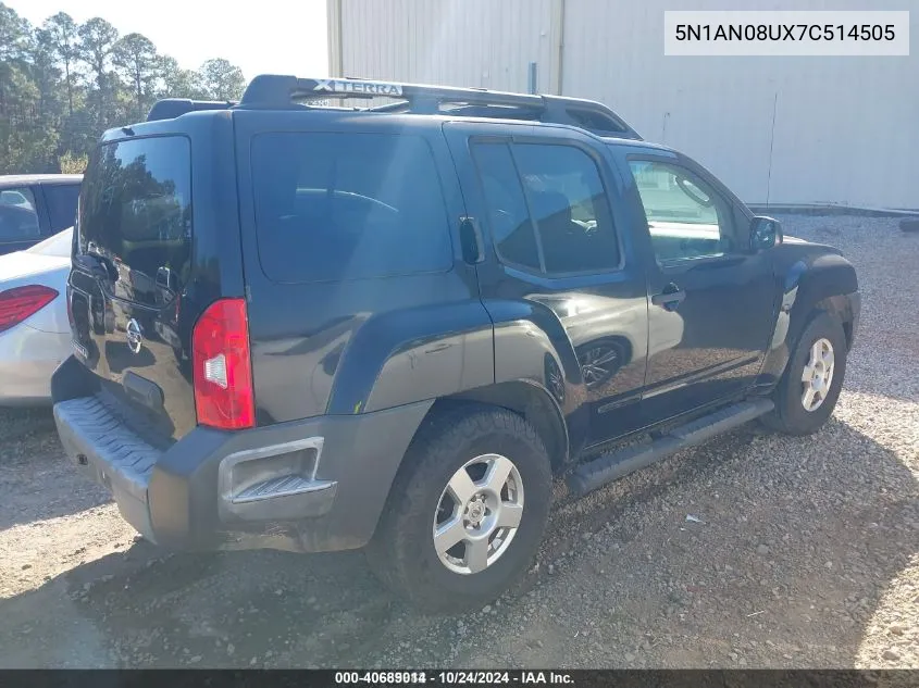 2007 Nissan Xterra S VIN: 5N1AN08UX7C514505 Lot: 40689014