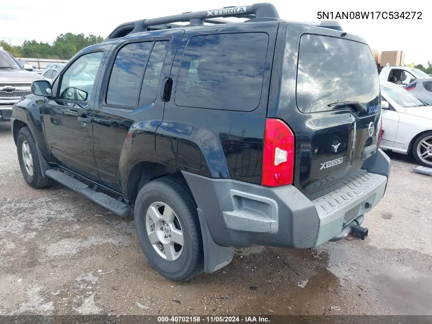 2007 Nissan Xterra S VIN: 5N1AN08W17C534272 Lot: 40702158