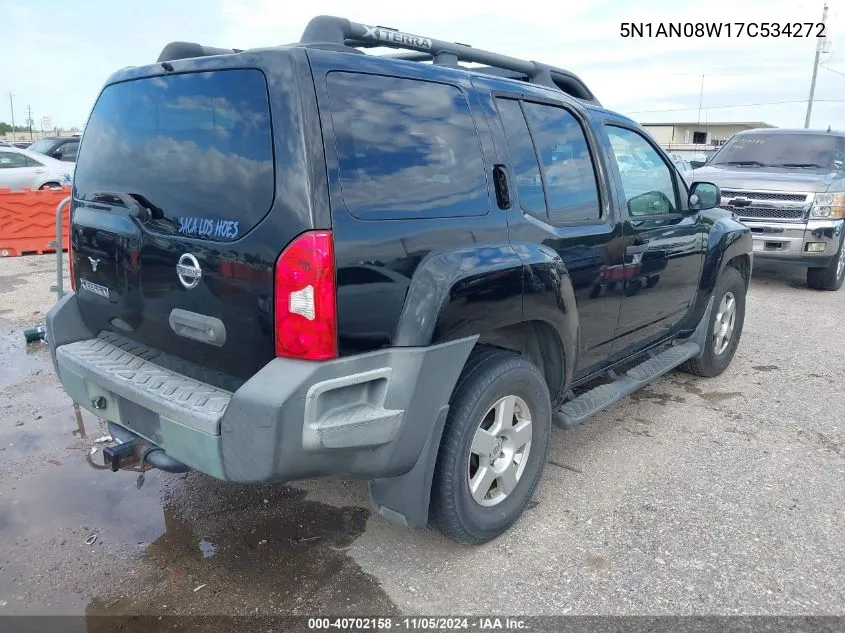 2007 Nissan Xterra S VIN: 5N1AN08W17C534272 Lot: 40702158