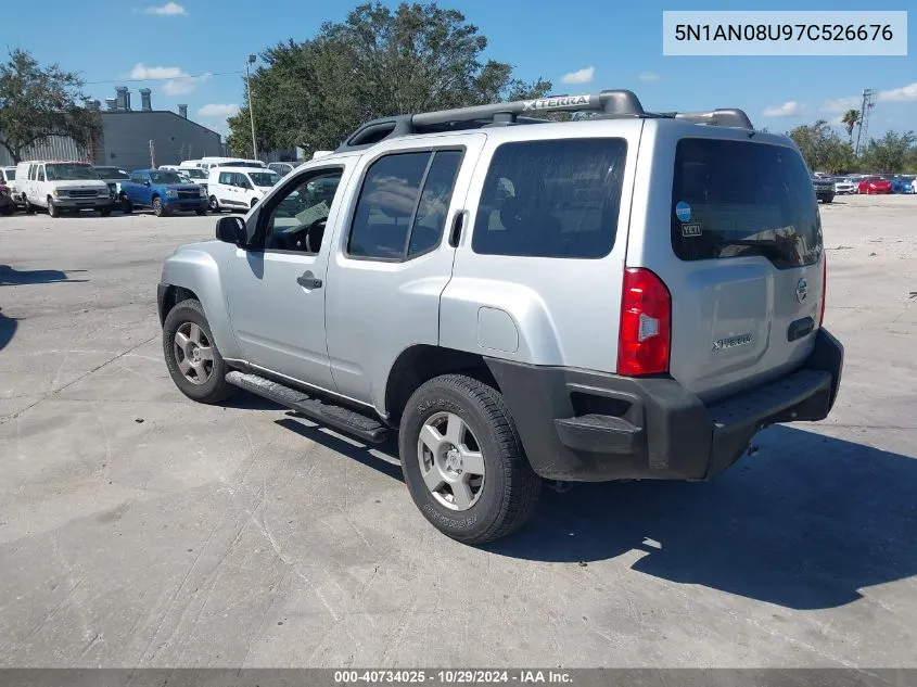 2007 Nissan Xterra S VIN: 5N1AN08U97C526676 Lot: 40734025