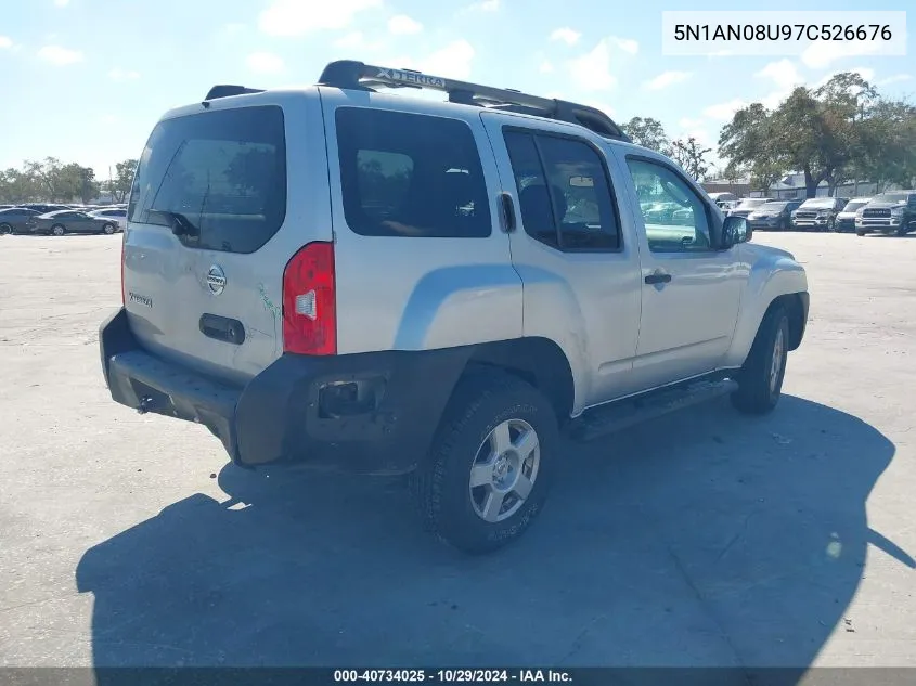 2007 Nissan Xterra S VIN: 5N1AN08U97C526676 Lot: 40734025