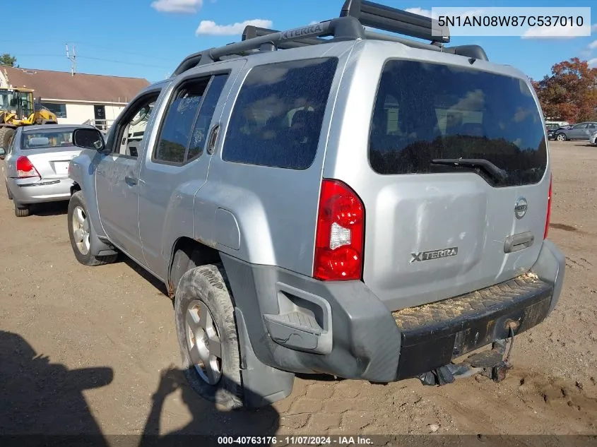 2007 Nissan Xterra S VIN: 5N1AN08W87C537010 Lot: 40763176