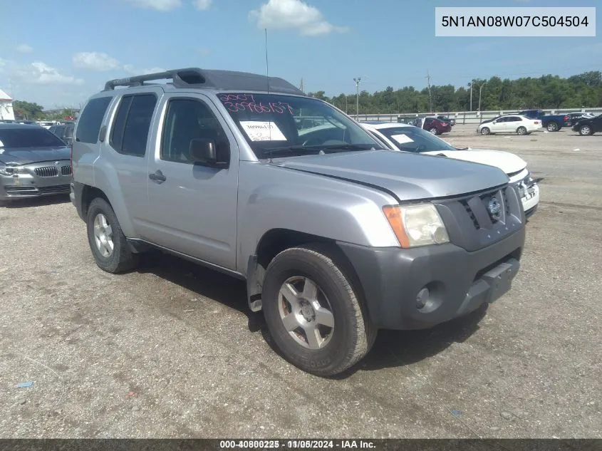 2007 Nissan Xterra S VIN: 5N1AN08W07C504504 Lot: 40800225