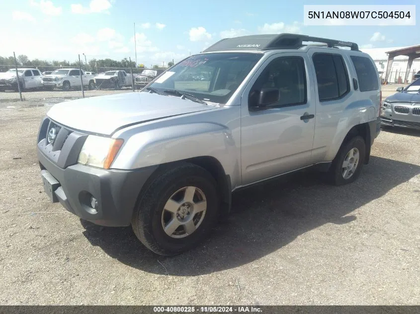 2007 Nissan Xterra S VIN: 5N1AN08W07C504504 Lot: 40800225