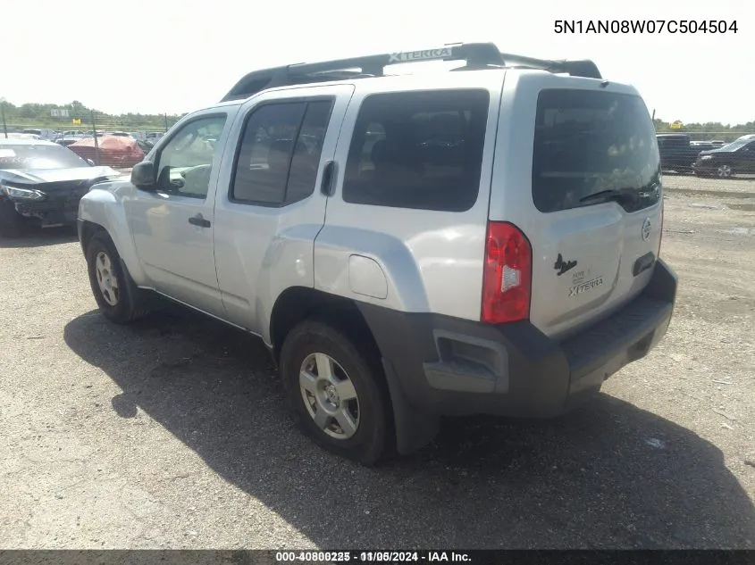 2007 Nissan Xterra S VIN: 5N1AN08W07C504504 Lot: 40800225