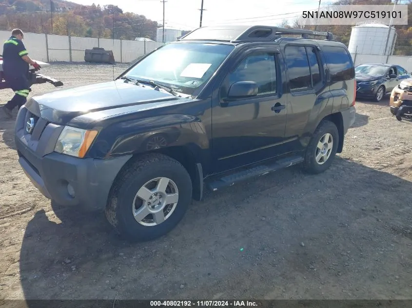 2007 Nissan Xterra S VIN: 5N1AN08W97C519101 Lot: 40802192