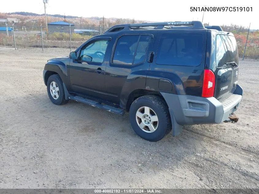 2007 Nissan Xterra S VIN: 5N1AN08W97C519101 Lot: 40802192