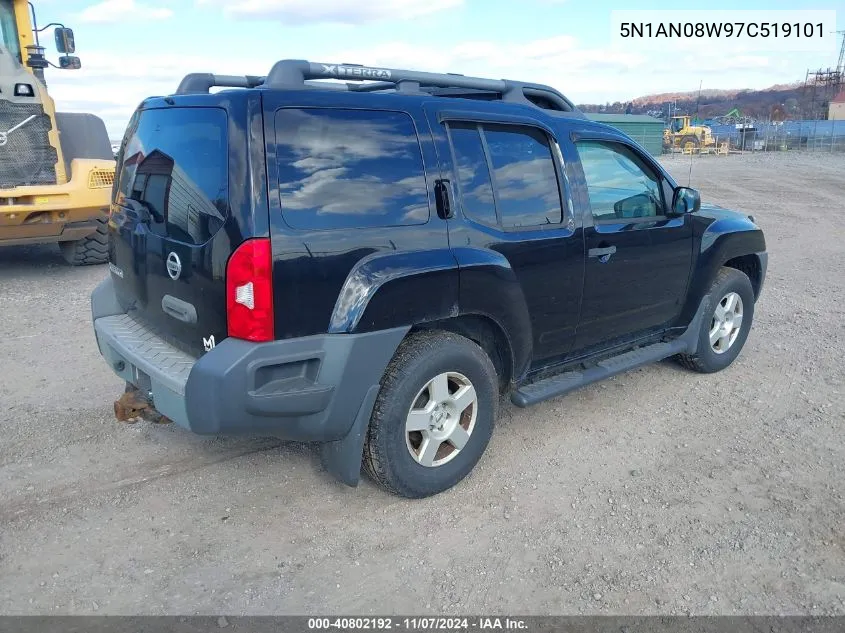 2007 Nissan Xterra S VIN: 5N1AN08W97C519101 Lot: 40802192