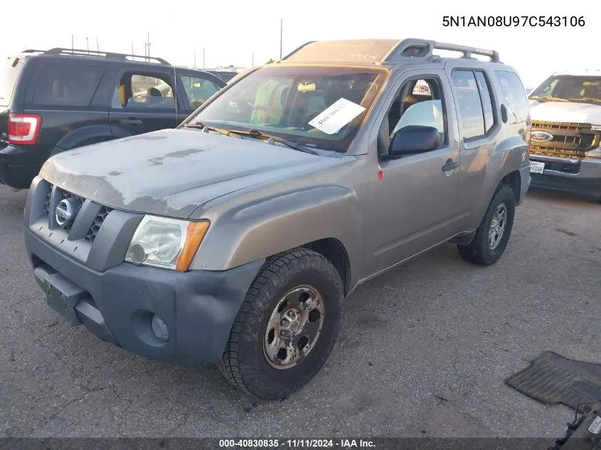 2007 Nissan Xterra X VIN: 5N1AN08U97C543106 Lot: 40830835