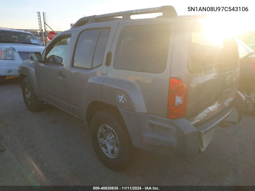 2007 Nissan Xterra X VIN: 5N1AN08U97C543106 Lot: 40830835