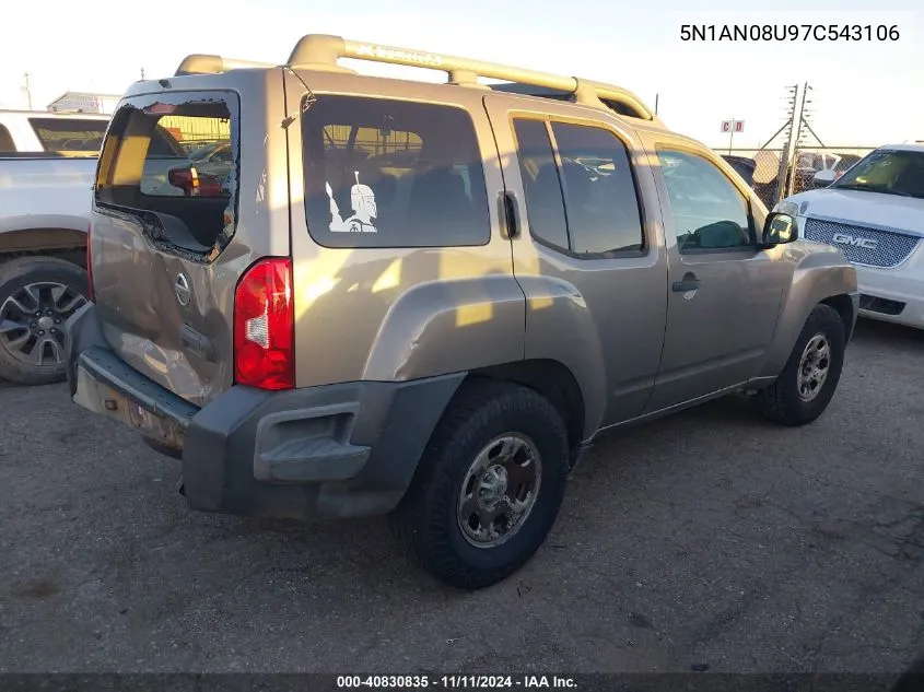 2007 Nissan Xterra X VIN: 5N1AN08U97C543106 Lot: 40830835