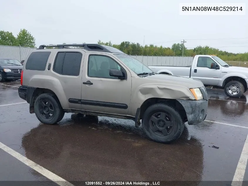 2008 Nissan Xterra S VIN: 5N1AN08W48C529214 Lot: 12091552