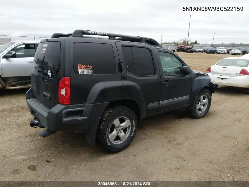 2008 Nissan Xterra Off Road/S/Se VIN: 5N1AN08W98C522159 Lot: 30046968