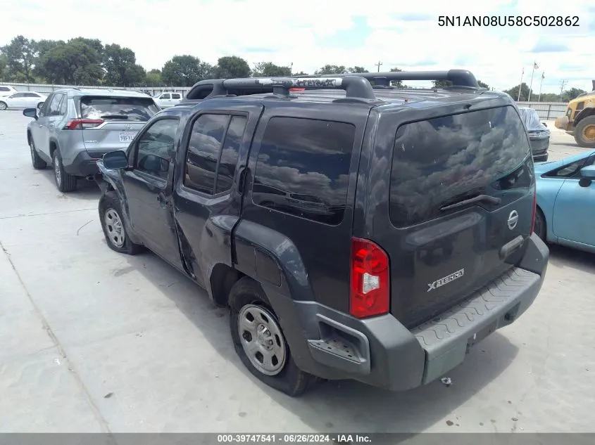 2008 Nissan Xterra Off Road/S/Se VIN: 5N1AN08U58C502862 Lot: 39747541