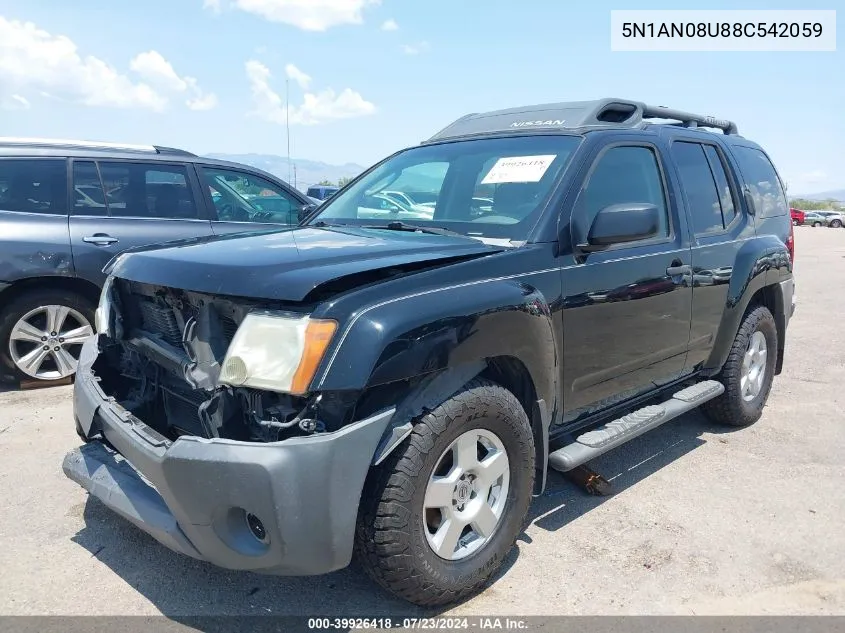 2008 Nissan Xterra S VIN: 5N1AN08U88C542059 Lot: 39926418