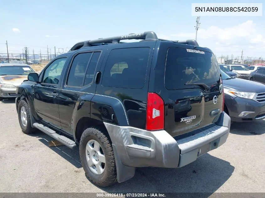 2008 Nissan Xterra S VIN: 5N1AN08U88C542059 Lot: 39926418