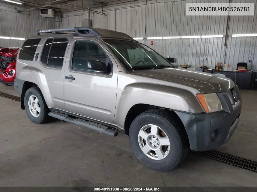 2008 Nissan Xterra S VIN: 5N1AN08U48C526781 Lot: 40191930