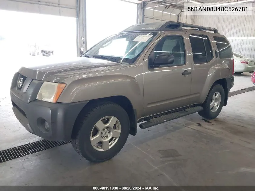 2008 Nissan Xterra S VIN: 5N1AN08U48C526781 Lot: 40191930