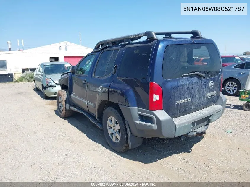 2008 Nissan Xterra Off Road VIN: 5N1AN08W08C521787 Lot: 40270094