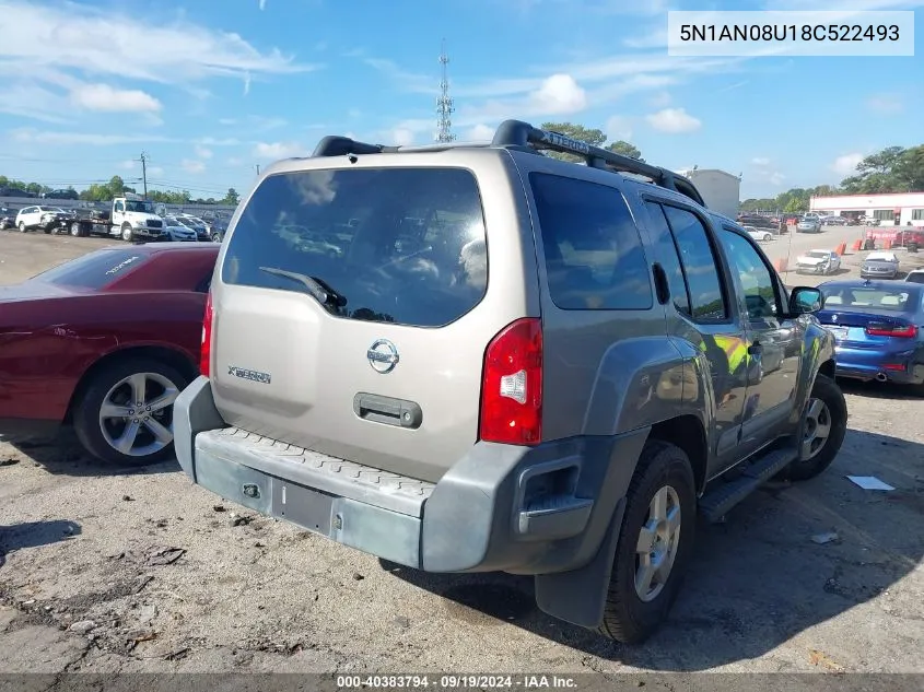 2008 Nissan Xterra S VIN: 5N1AN08U18C522493 Lot: 40383794