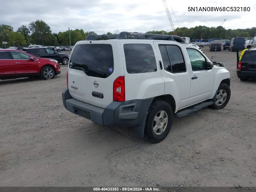 2008 Nissan Xterra S VIN: 5N1AN08W68C532180 Lot: 40433353