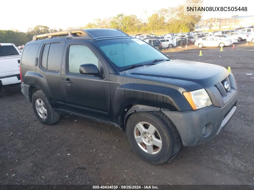 2008 Nissan Xterra S VIN: 5N1AN08UX8C505448 Lot: 40434038