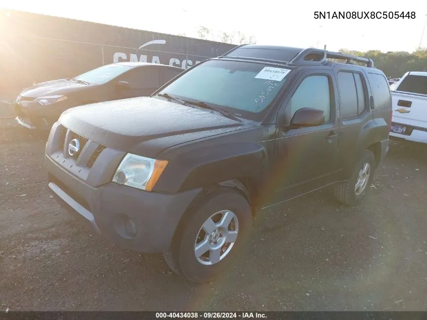 2008 Nissan Xterra S VIN: 5N1AN08UX8C505448 Lot: 40434038