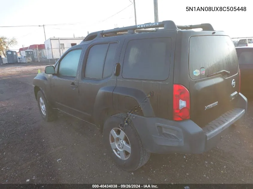 2008 Nissan Xterra S VIN: 5N1AN08UX8C505448 Lot: 40434038