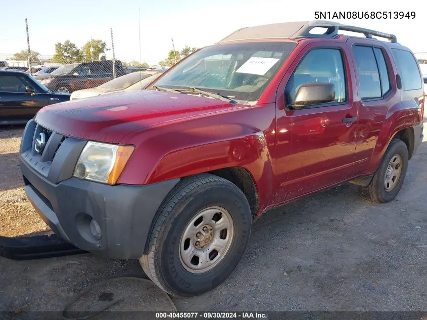 2008 Nissan Xterra X VIN: 5N1AN08U68C513949 Lot: 40455077