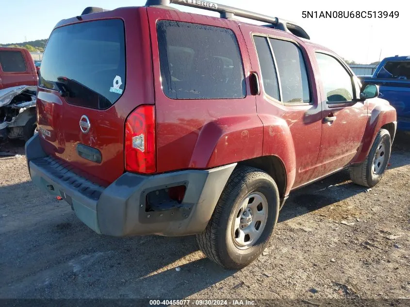 2008 Nissan Xterra X VIN: 5N1AN08U68C513949 Lot: 40455077