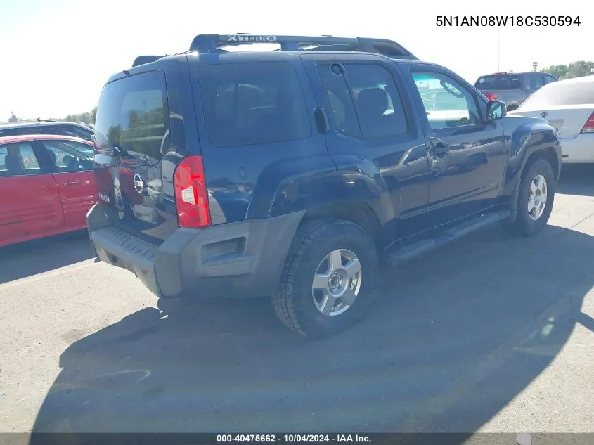 2008 Nissan Xterra S VIN: 5N1AN08W18C530594 Lot: 40475662