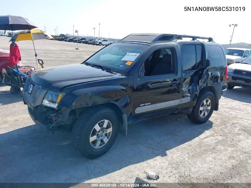 2008 Nissan Xterra Off Road VIN: 5N1AN08W58C531019 Lot: 40529158