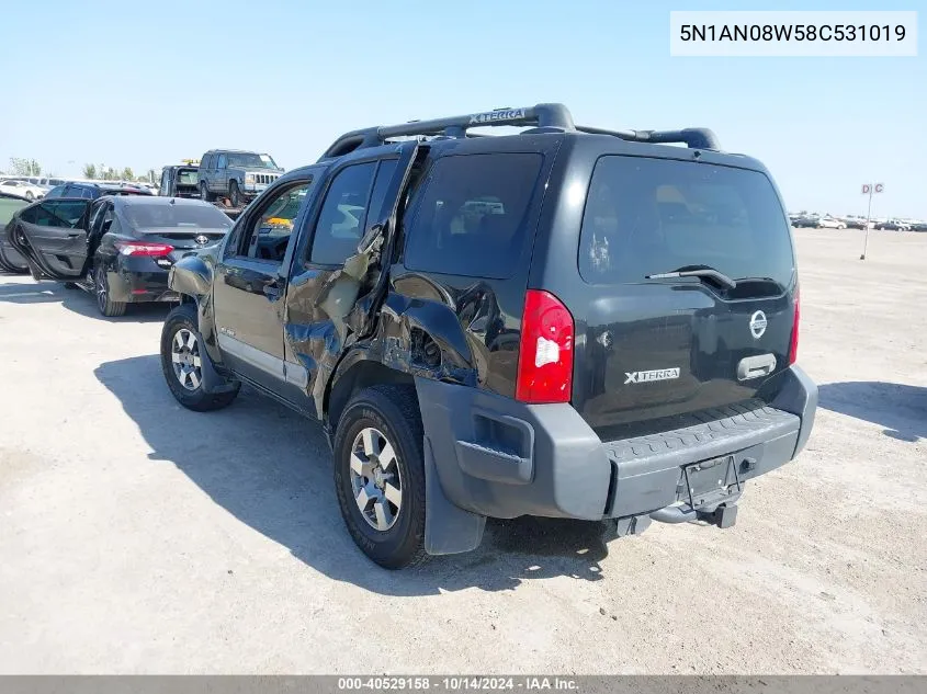 2008 Nissan Xterra Off Road VIN: 5N1AN08W58C531019 Lot: 40529158