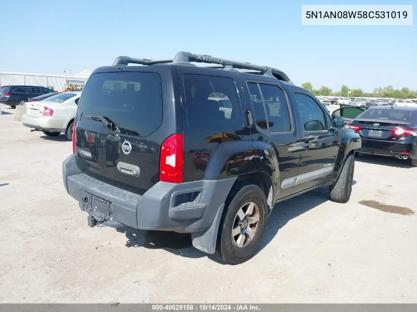 2008 Nissan Xterra Off Road VIN: 5N1AN08W58C531019 Lot: 40529158