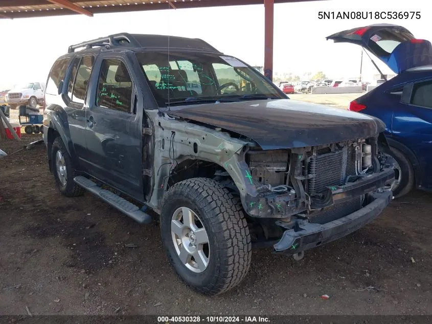 2008 Nissan Xterra S VIN: 5N1AN08U18C536975 Lot: 40530328