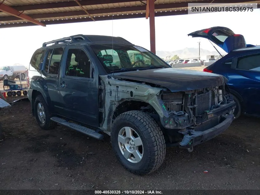 2008 Nissan Xterra S VIN: 5N1AN08U18C536975 Lot: 40530328