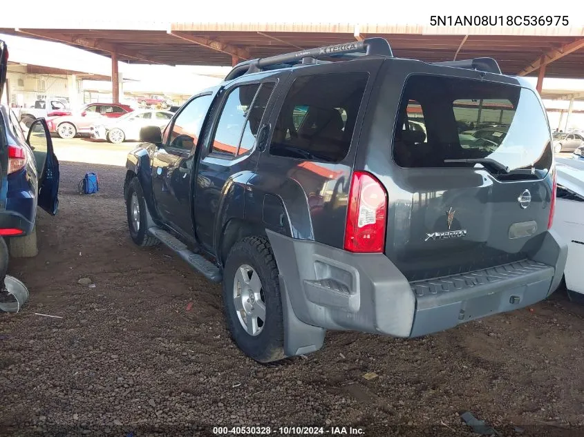 2008 Nissan Xterra S VIN: 5N1AN08U18C536975 Lot: 40530328