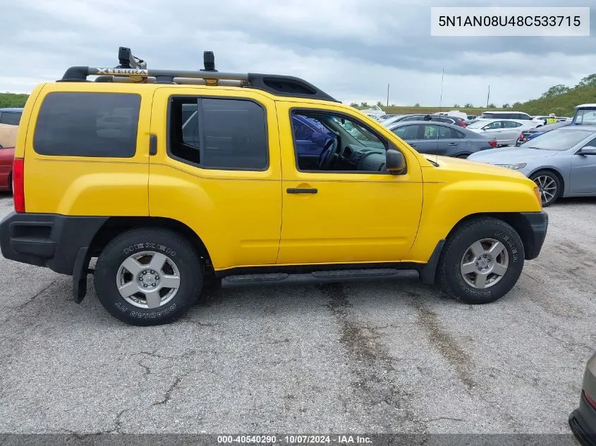 2008 Nissan Xterra S VIN: 5N1AN08U48C533715 Lot: 40540290