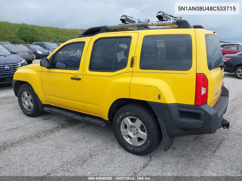 2008 Nissan Xterra S VIN: 5N1AN08U48C533715 Lot: 40540290