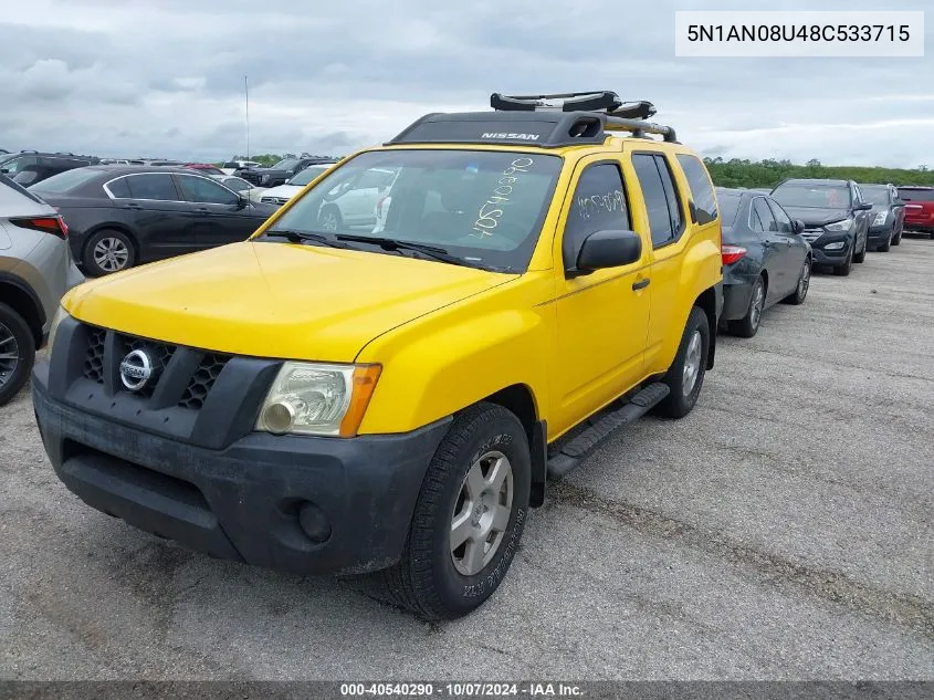 2008 Nissan Xterra S VIN: 5N1AN08U48C533715 Lot: 40540290