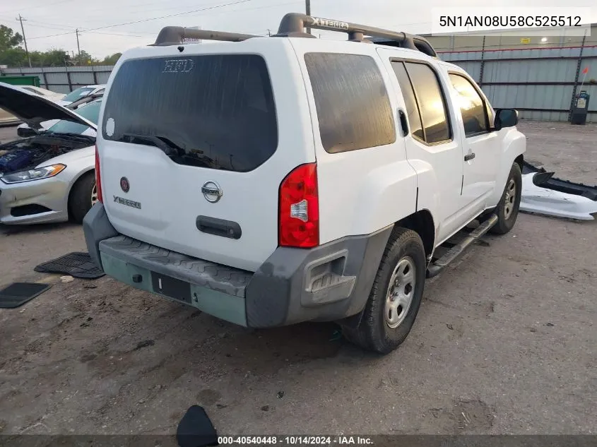 2008 Nissan Xterra Off Road/S/Se VIN: 5N1AN08U58C525512 Lot: 40540448