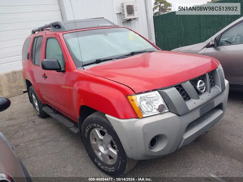 2008 Nissan Xterra Off Road/S/Se VIN: 5N1AN08W98C513932 Lot: 40594477