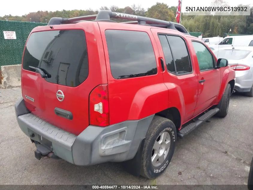 2008 Nissan Xterra Off Road/S/Se VIN: 5N1AN08W98C513932 Lot: 40594477