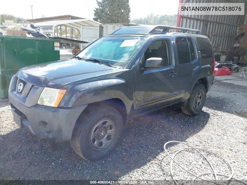 2008 Nissan Xterra X VIN: 5N1AN08W78C518076 Lot: 40600421