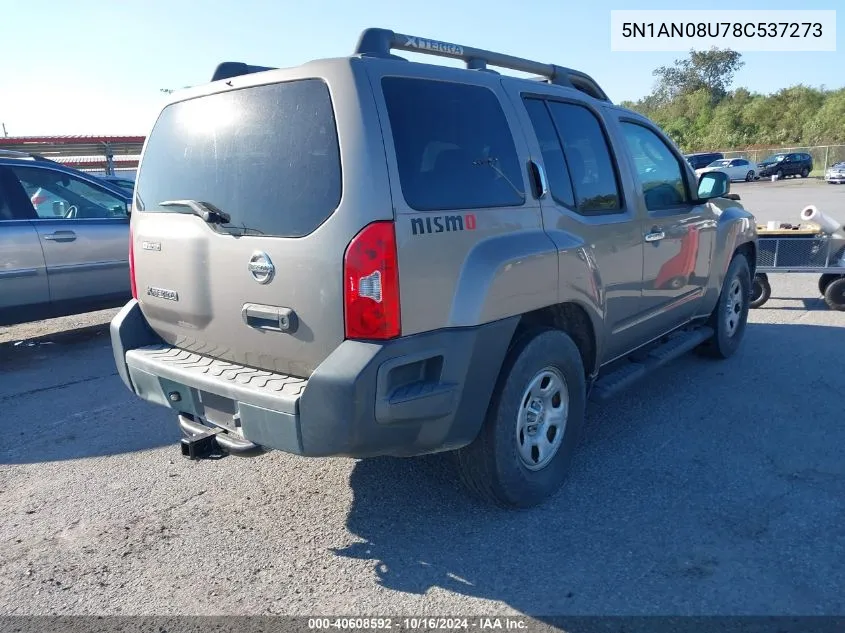 2008 Nissan Xterra X VIN: 5N1AN08U78C537273 Lot: 40608592